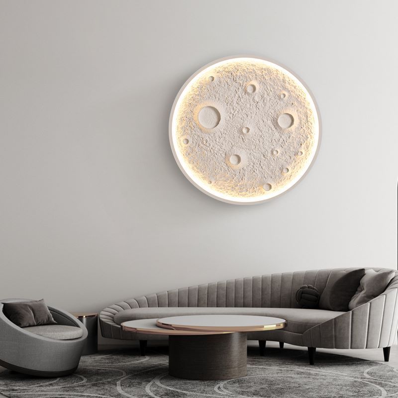 Nordic modern simple creative personality design moon plaster wall lamp for bedroom living room study