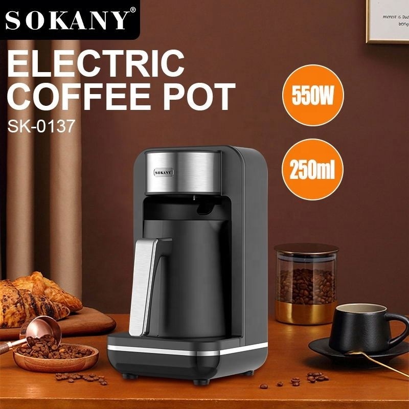 Sokany 500W Electric Machine Small Espresso Maker 4 Cups Hot Brewing Turkish Coffee Pot For Home Office Travel