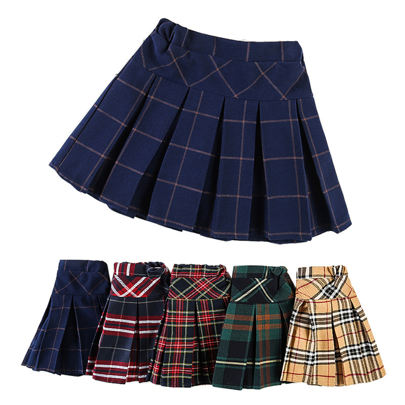 Best Sale Summer Checked Skirts School Uniforms Design Girls School Uniform Pleated Skirt