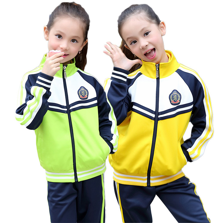 High Quality Custom Made Green And Yellow School Uniform Blazer Kindergarten Uniforms For School