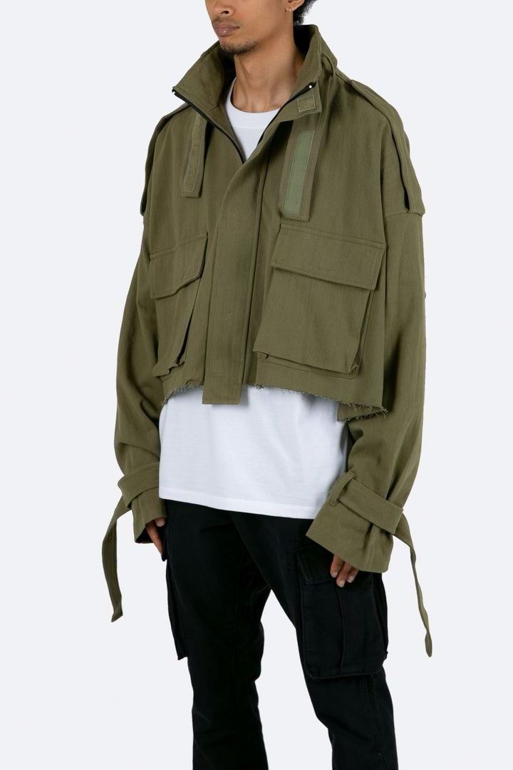 DOVEN OEM Manufacturer Customized Logo Long Sleeve Cargo Patch Pocket Zipper Placket Cropped Jacket