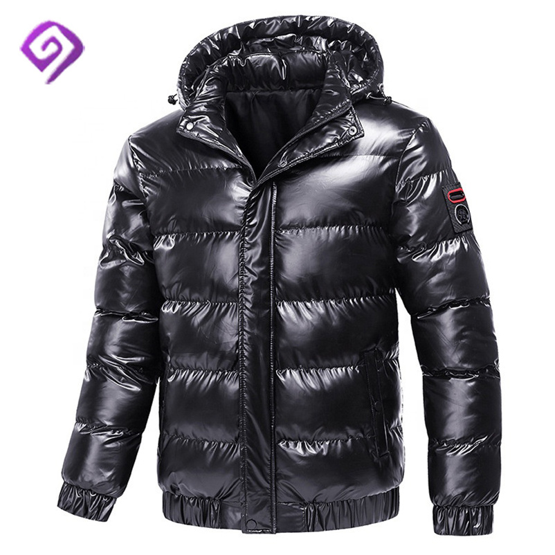 Oem Manufacturer Winter Outdoor Padded Coat Black Shiny Custom Men Thick Quilted Down Bubble Puffer Jacket