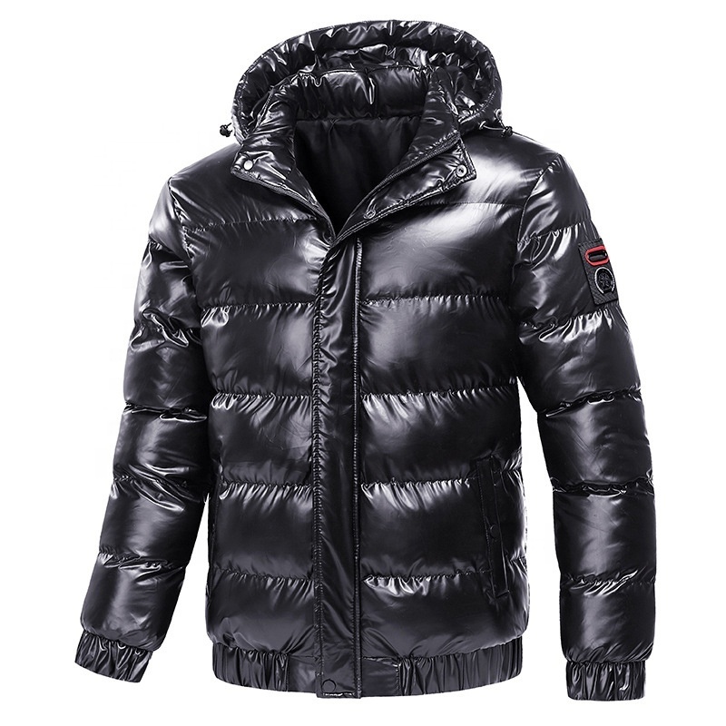 Oem Manufacturer Winter Outdoor Padded Coat Black Shiny Custom Men Thick Quilted Down Bubble Puffer Jacket