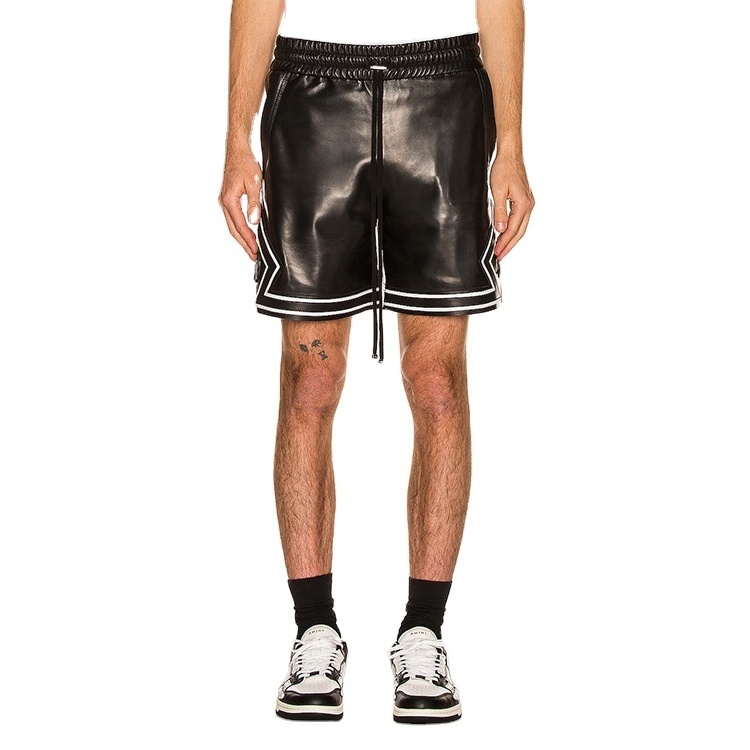 OEM Manufacturer Stylish Design Black Can Be Customized Men's Custom Logo PU Leather Shorts