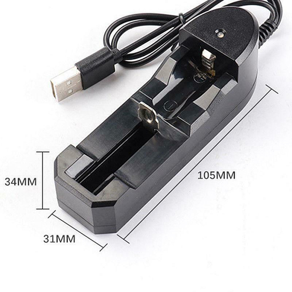 3.7V Li-ion Battery Charger Single Slot USB LED Light Fit for 14500/16340/18650