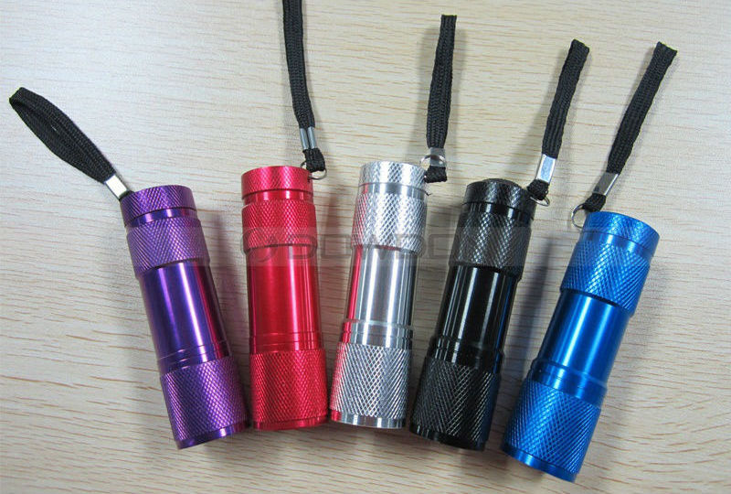 9 LED Aluminum Alloy UV Flashlight Mini 395NM Ultraviolet Violet Flashlight Torch Light Lamp