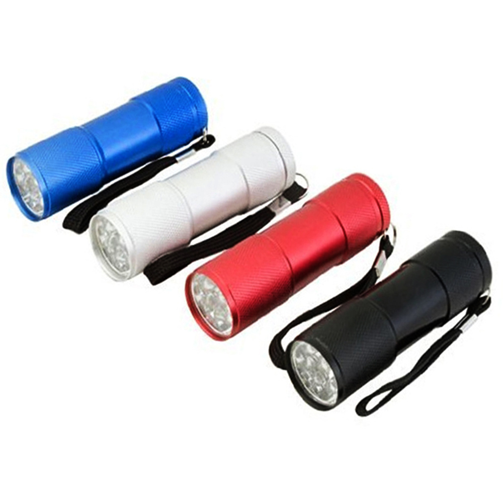 9 LED Aluminum Alloy UV Flashlight Mini 395NM Ultraviolet Violet Flashlight Torch Light Lamp