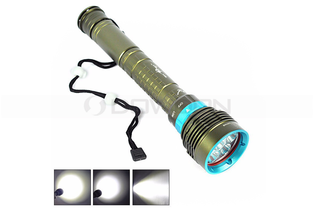 Camping Hiking Flashlight 10000 Lumen 7 LED Diving Flashlight 100M Underwater Torch Lamp Waterproof