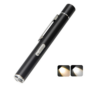 Reusable LED Penlight for Students Doctors Nurses with 2 Light LED Sources USB Rechargeable Pen Light