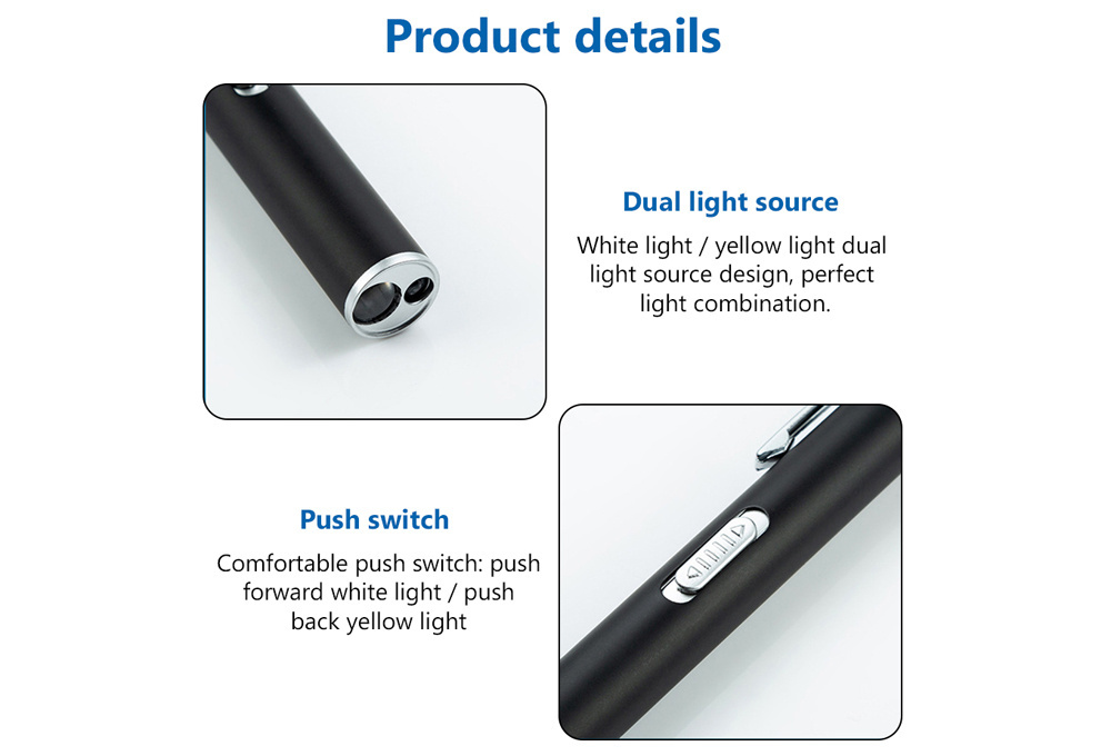 Dual Beam LED Pen Flashlight Slim USB Rechargeable Medical PenLight LED Pen Light for Nurses