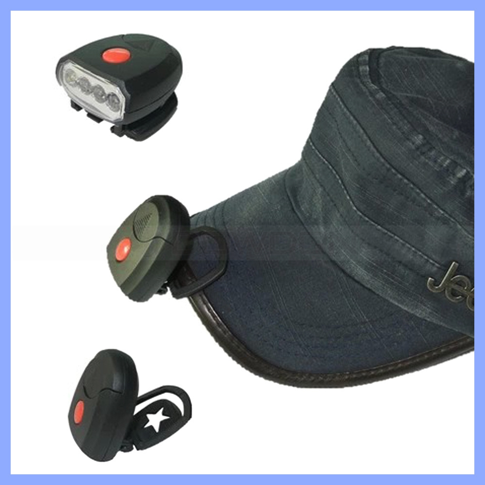 4 LED Clip Swivel Cap Helmet Head Torch Light Lamp Fishing Camping Flashlight