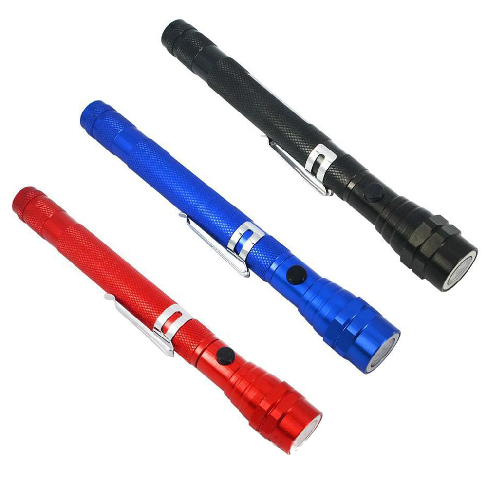 Flexible Telescoping LED Flashlight Magnetic Rotation Torch 3-LED Multifunction Flash Light