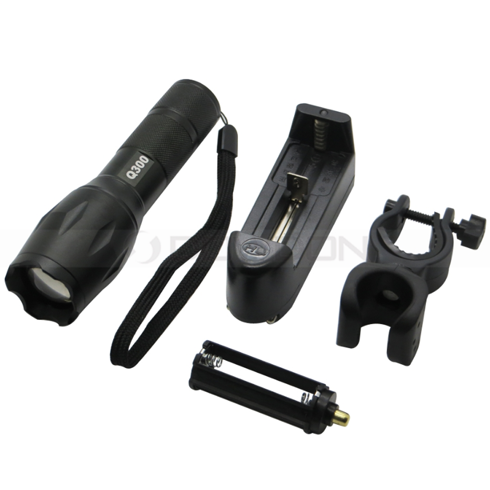 Waterproof AAA 18650 Battery T6 Aluminum Alloy Tactical Zoomable Led Flashlight Torch Kit