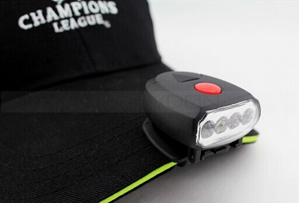 4 LED Clip Swivel Cap Helmet Head Torch Light Lamp Fishing Camping Flashlight