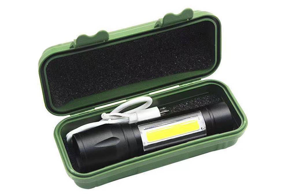 Zoomable Water Resistant 3 Modes Rechargeable Flashlights Handheld Small Mini Led Cob Light