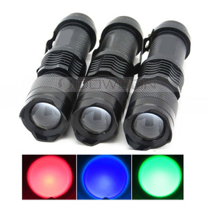 Waterproof Zoomable Mini Flashlight SK68 Red Blue Green Torch Hunting Fish Light