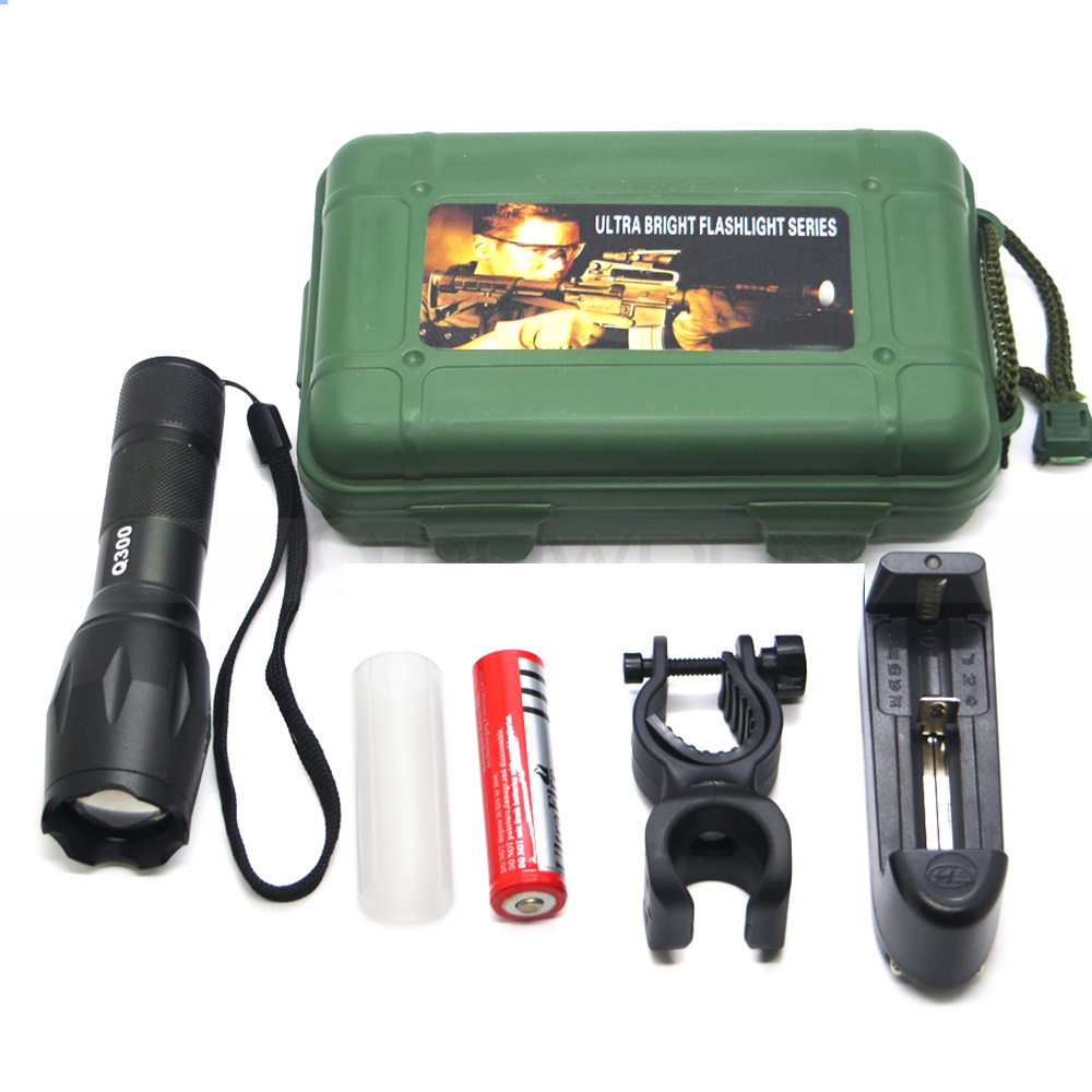 T6 1000 Lumens Super Bright Tactical LED Flashlight Kit with Adjustable 5 Light Mode and Zoomable Focus