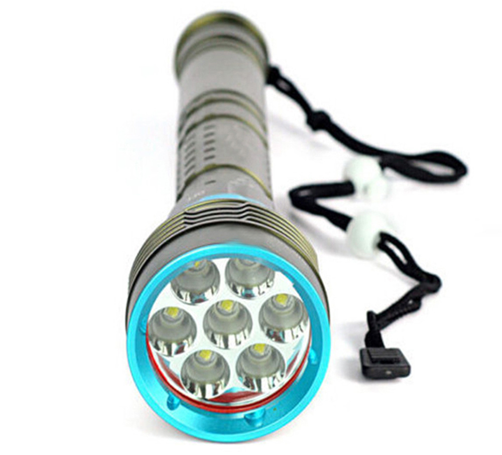 Magnetic Rotary Switch 7 T6 LED Deep Diving 26650 Underwater Fishing Flashlight