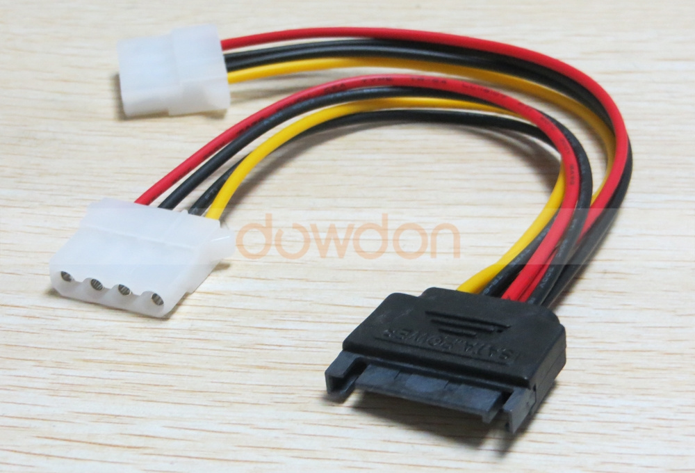 20CM Sata 15 Pin Male to Dual 4 Pin Lp4 Female Ide Hard Drive Power Y-Adapter Converter Cable