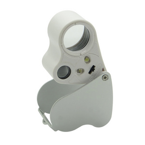 Pocket Size Double Lens LED Illumination Jewelry Magnifier White Color 30X 60X Loupe