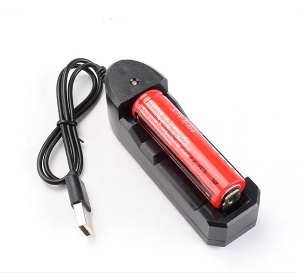 3.7V Li-ion Battery Charger Single Slot USB LED Light Fit for 14500/16340/18650