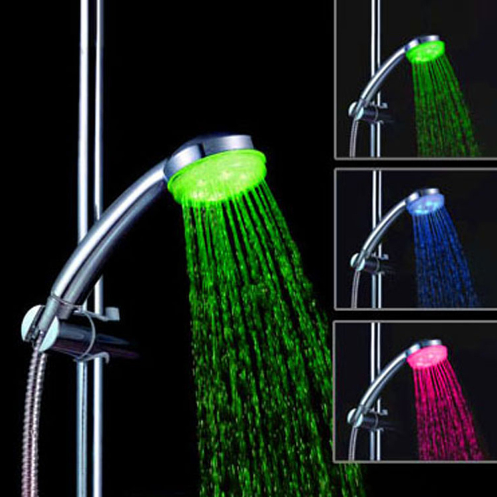 LED Shower Faucet Temperature Sensor 3 Color LED Bathroom Safety Lighting Hand Shower