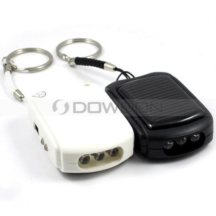 Outdoor Travel 600mAh Build Power Bank Mini Key Chain 3 LED Solar Torch