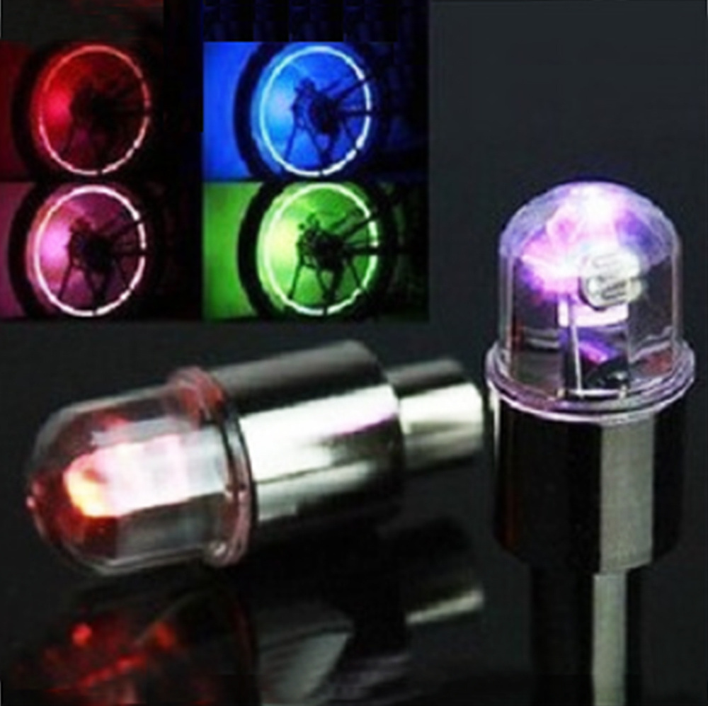 Bicycle Wheel Tire Valve Cap Flash LED Light Bike Wheel Light