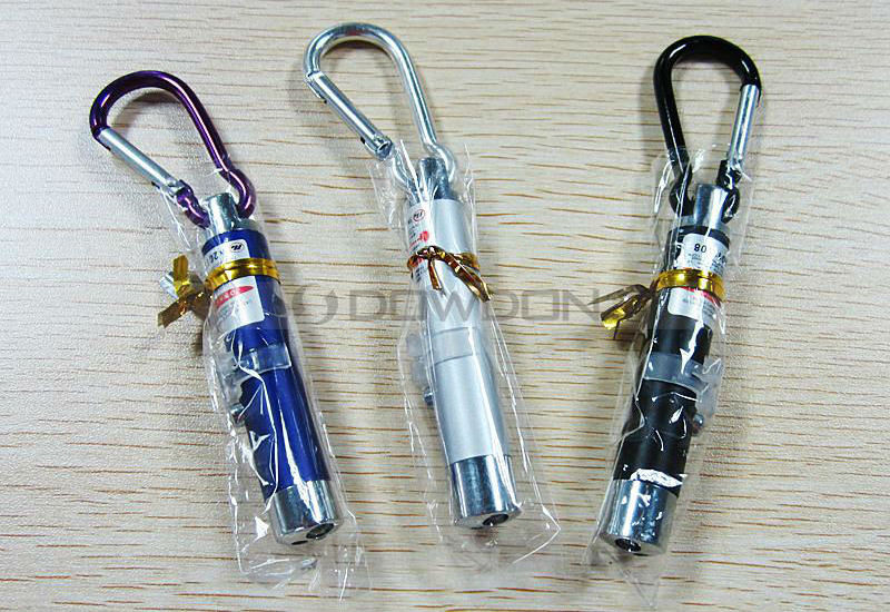 Red Blue White Lighting Mini Torch Metal Key Chain Light 1mW Laser Pointer