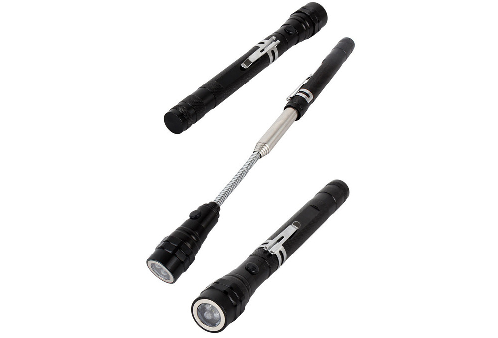 Flexible Telescoping LED Flashlight Magnetic Rotation Torch 3-LED Multifunction Flash Light