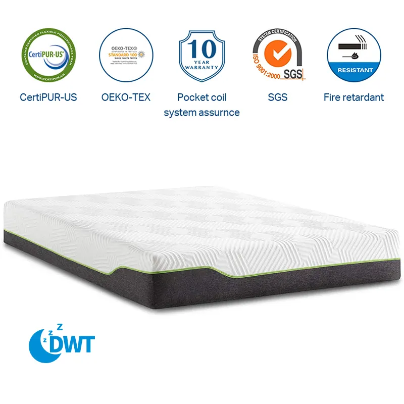 wholesale suppliers hybrid memory foam 5 zone queen king size inner spring mattress pocket in a box