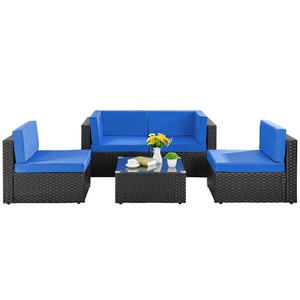 Dowell Rattan Patio Furniture Set Wicker Sofa Cushioned Sectional for Garden or Hotel Outdoor Use