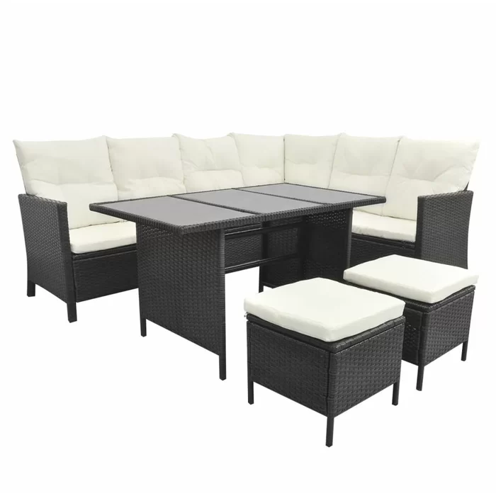 Garden Sofa Set Boucle Sectional with Coffee Table Complete Patio Furniture Collection