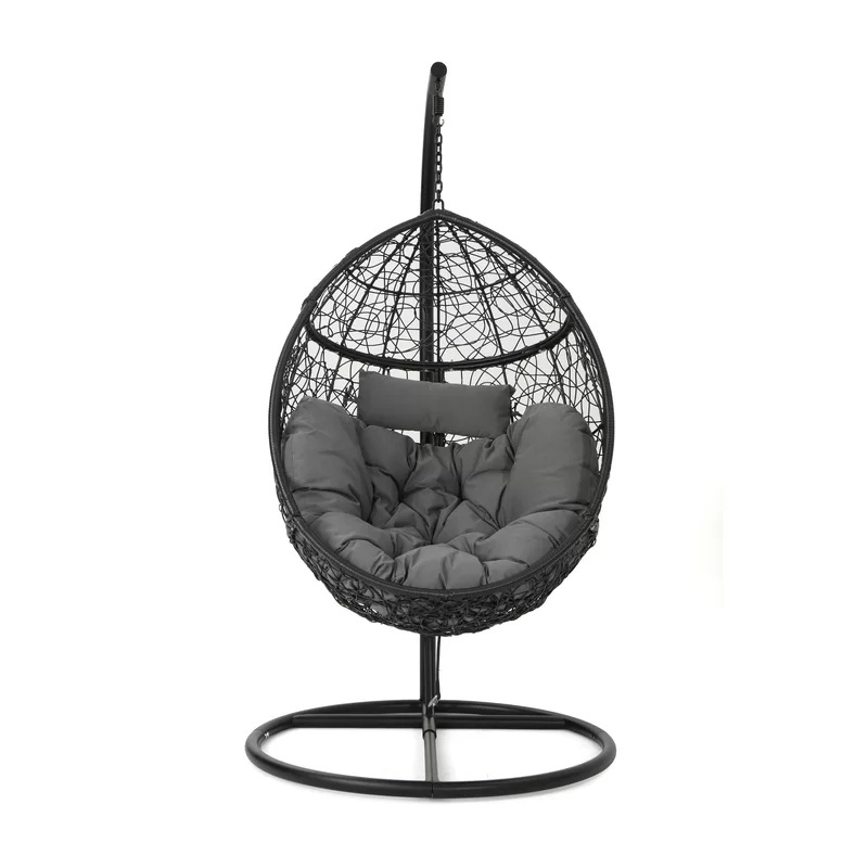 Cheap Indoor PE Rattan Swing Chair with Metal Frame Shaped Papasan Patio Hang Chair