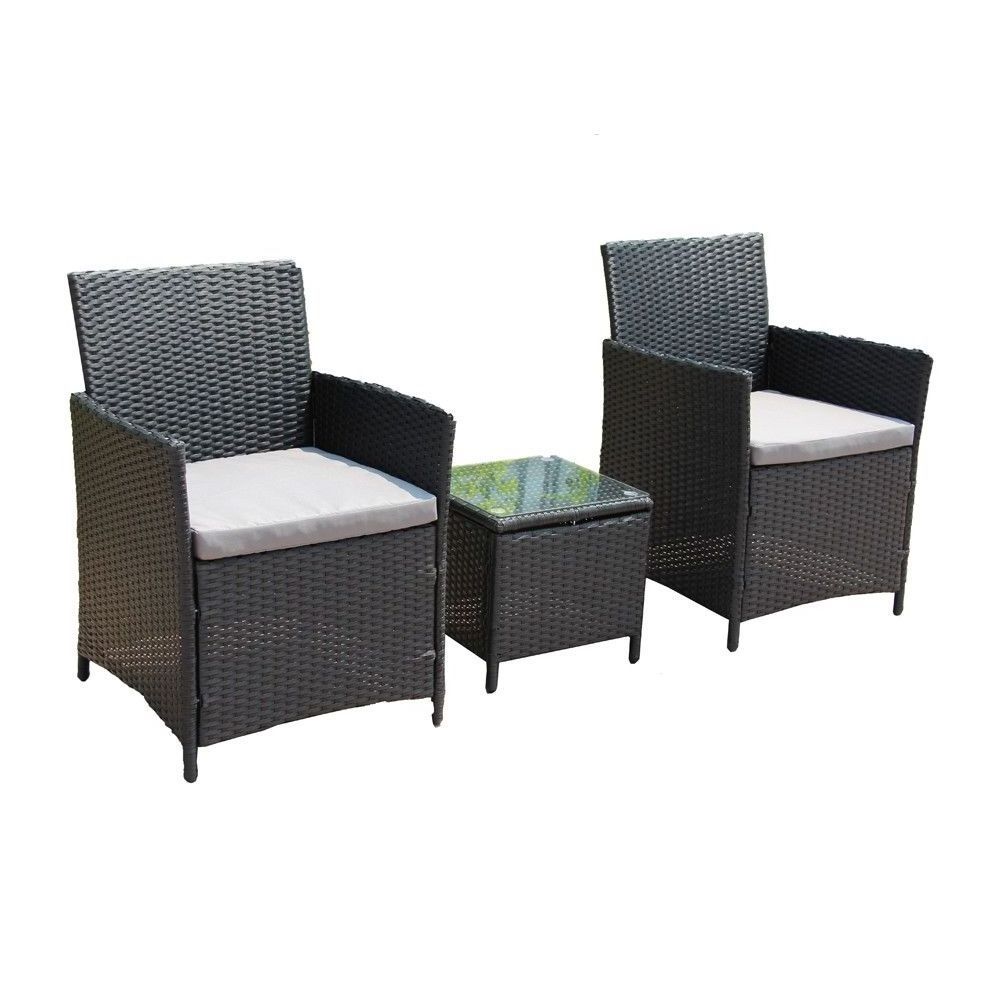 3-Piece Outdoor Wicker Rattan Bistro Set Garden Sofa Set for Outdoor Use