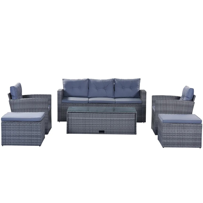 Dowell Outdoor Garden Sofa Set Wicker Rattan Furniture Collection Patio Sofa Patio Chair With Cushion Box