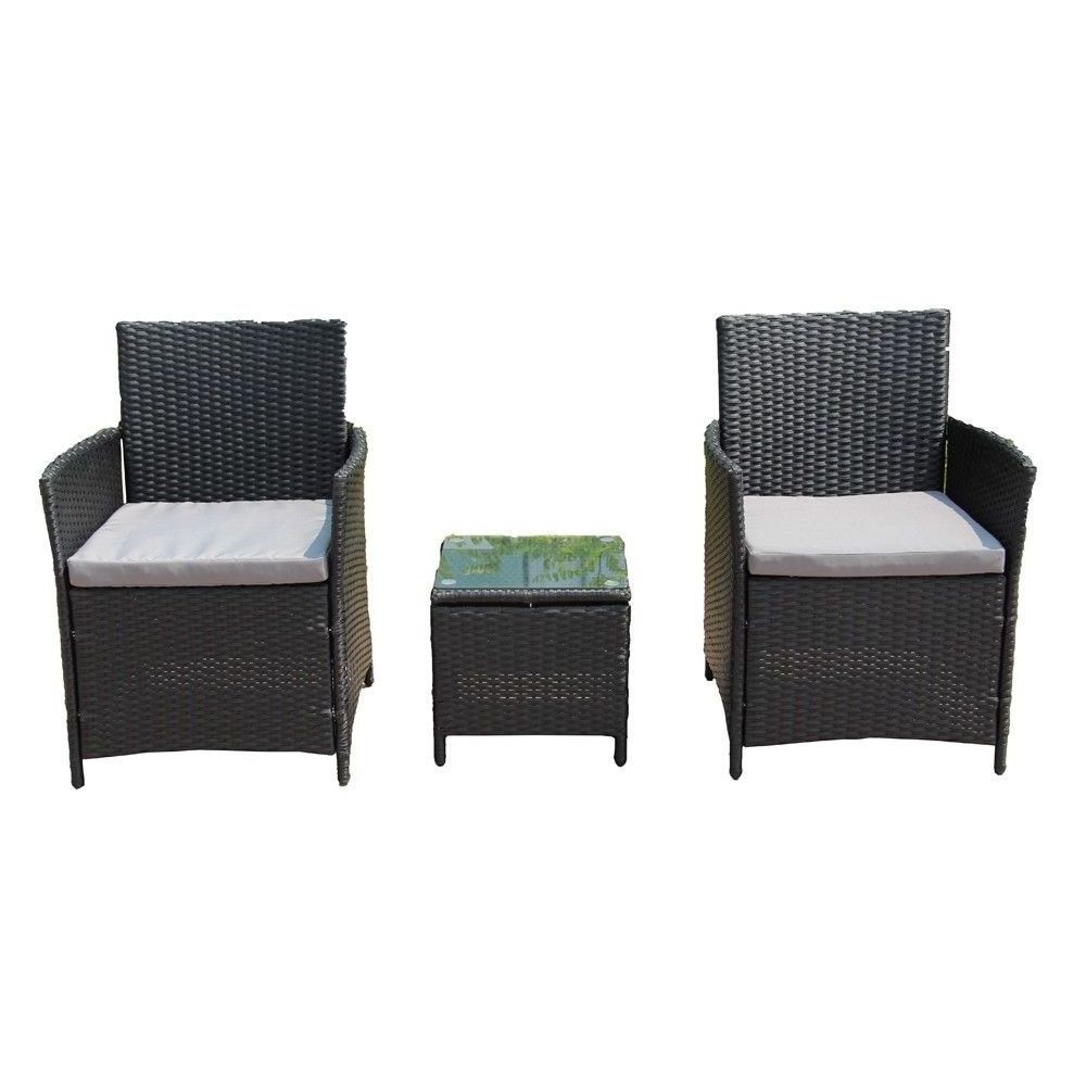 3-Piece Outdoor Wicker Rattan Bistro Set Garden Sofa Set for Outdoor Use