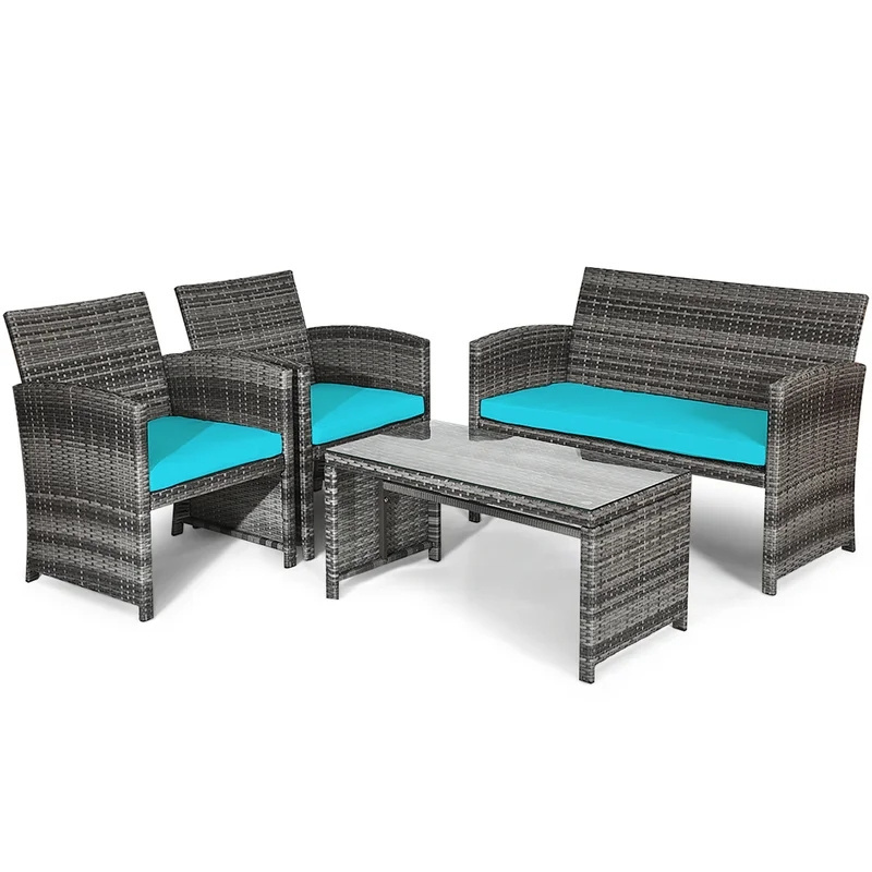 3-Piece Outdoor Rattan Garden Set with Wicker Leisure Chair and Glass Table for Leisure and Garden Furniture