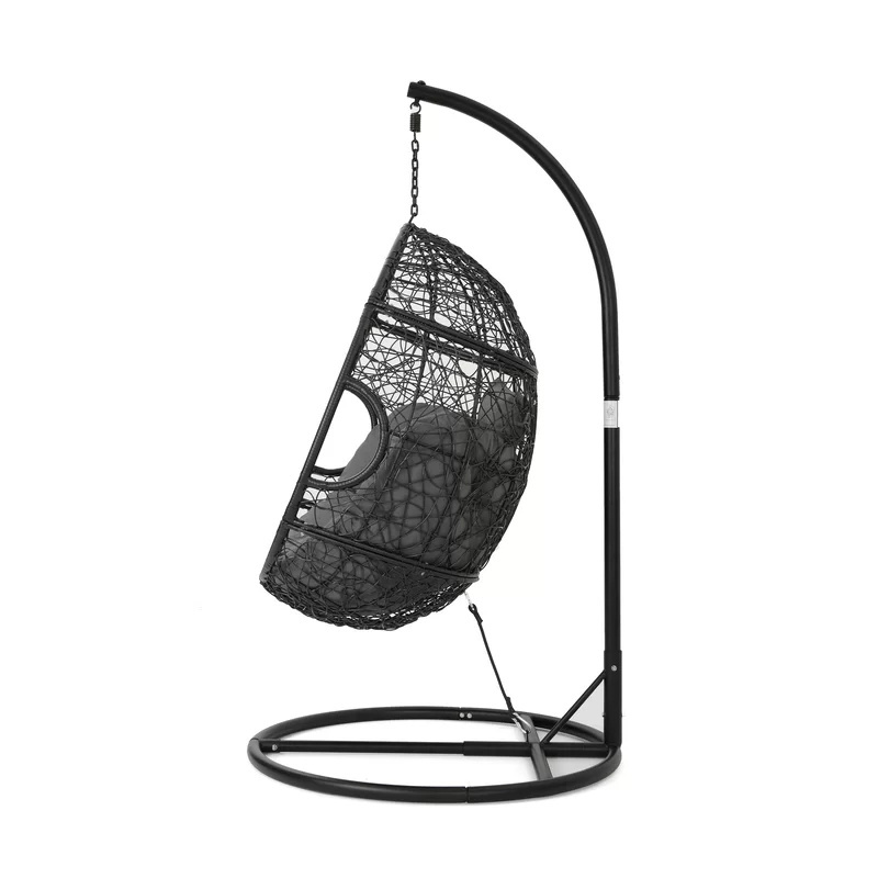 Cheap Indoor PE Rattan Swing Chair with Metal Frame Shaped Papasan Patio Hang Chair