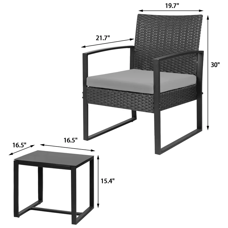 Outdoor Rattan Coffee Table Set Wicker Patio Furniture for Hotel Dining Park Leisure Bistro with Wooden Rattan Wicker Chair