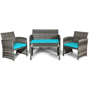 3-Piece Outdoor Rattan Garden Set with Wicker Leisure Chair and Glass Table for Leisure and Garden Furniture