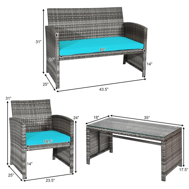 3-Piece Outdoor Rattan Garden Set with Wicker Leisure Chair and Glass Table for Leisure and Garden Furniture