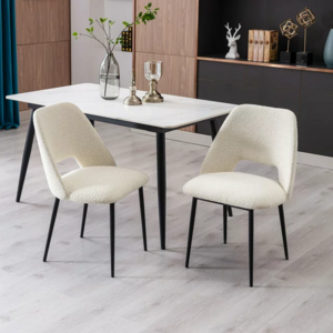 Nordic Velvet Kitchen Restaurant Furniture Teddy Dinning Room Table Chair Modern Luxury White Boucle Dining Chair