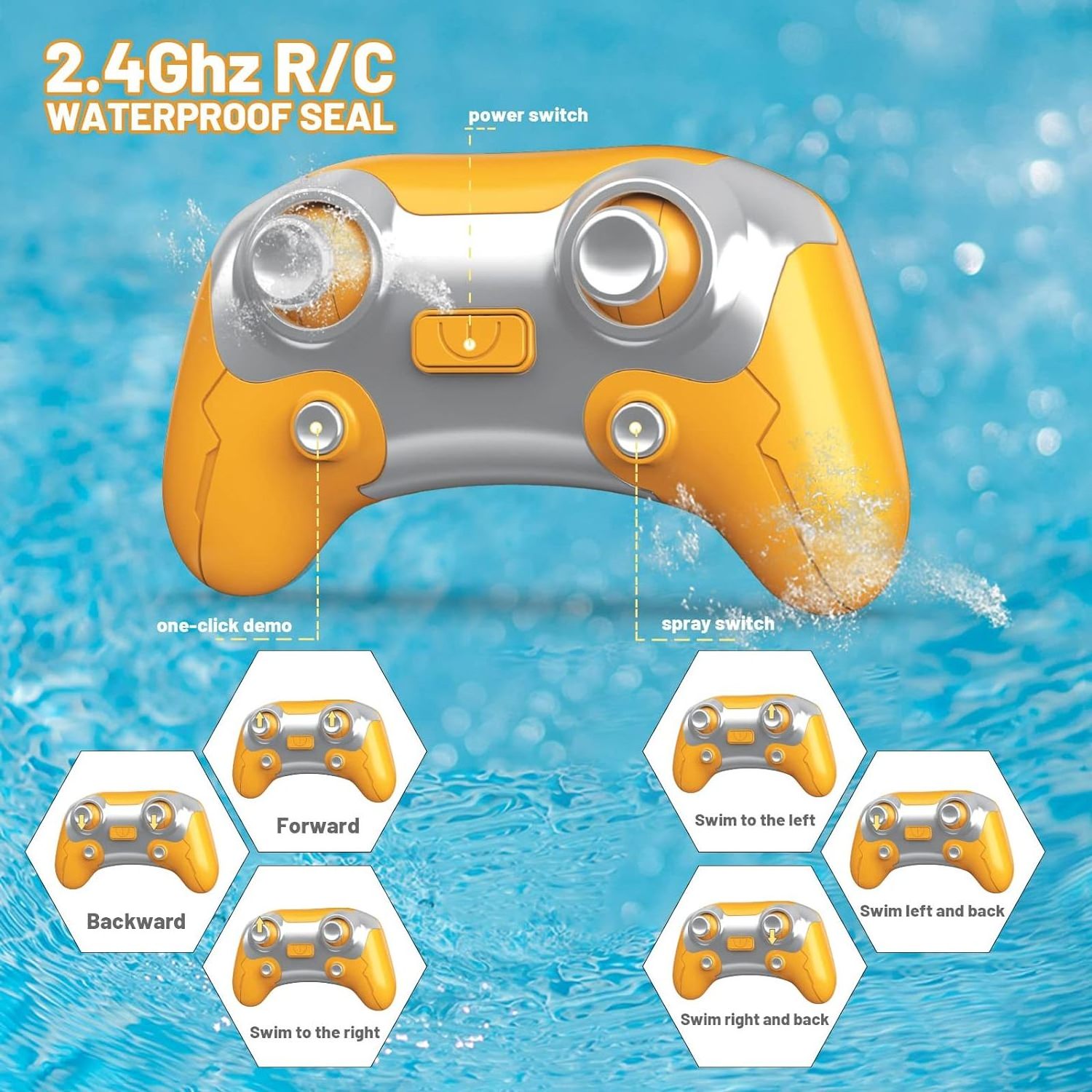 DWI Remote Control Submarine Toys with Yellow 3 Channels Mini RC boat Toys for boys Rc barco