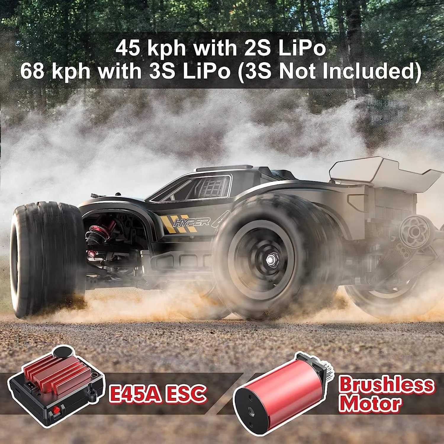 HYPER GO 1/16 RTR Brushless Fast RC Cars for Adults, Max 42mph Electric Off-Road RC Truck, High Speed RC Car 4WD