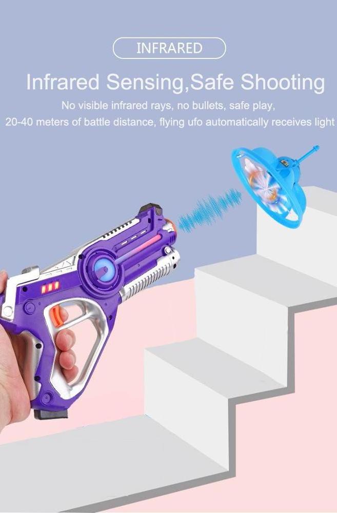 DWI Dowellin Transparent Lazer Game Shoot Toy Fly UFO Laser Guns Tag for Sale