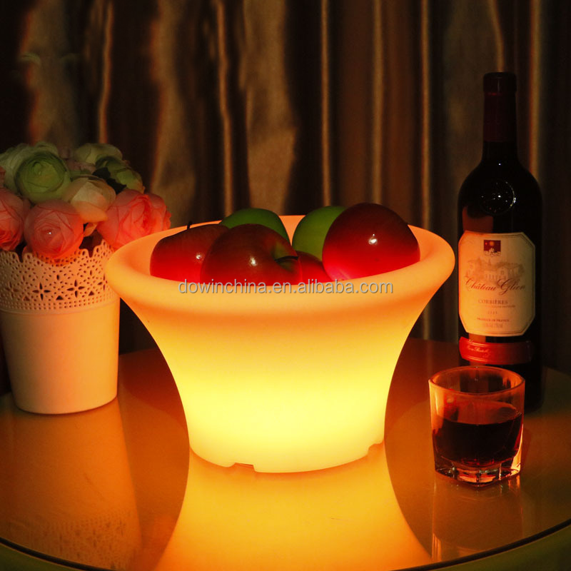 Amazon top seller bucket Acrylic Fruit Tray LED light bar KTV ice bucket fruit plate dining restaurant luminous led fruit tray