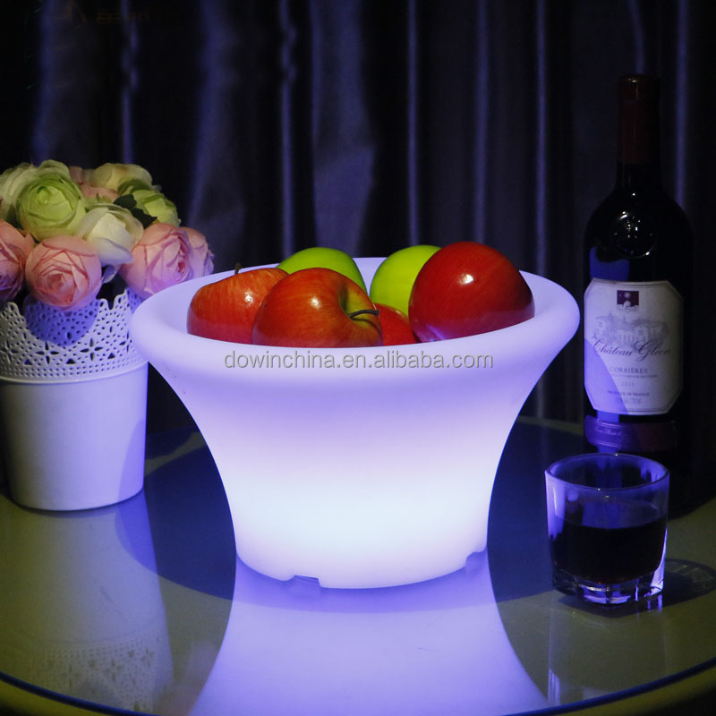 Amazon top seller bucket Acrylic Fruit Tray LED light bar KTV ice bucket fruit plate dining restaurant luminous led fruit tray