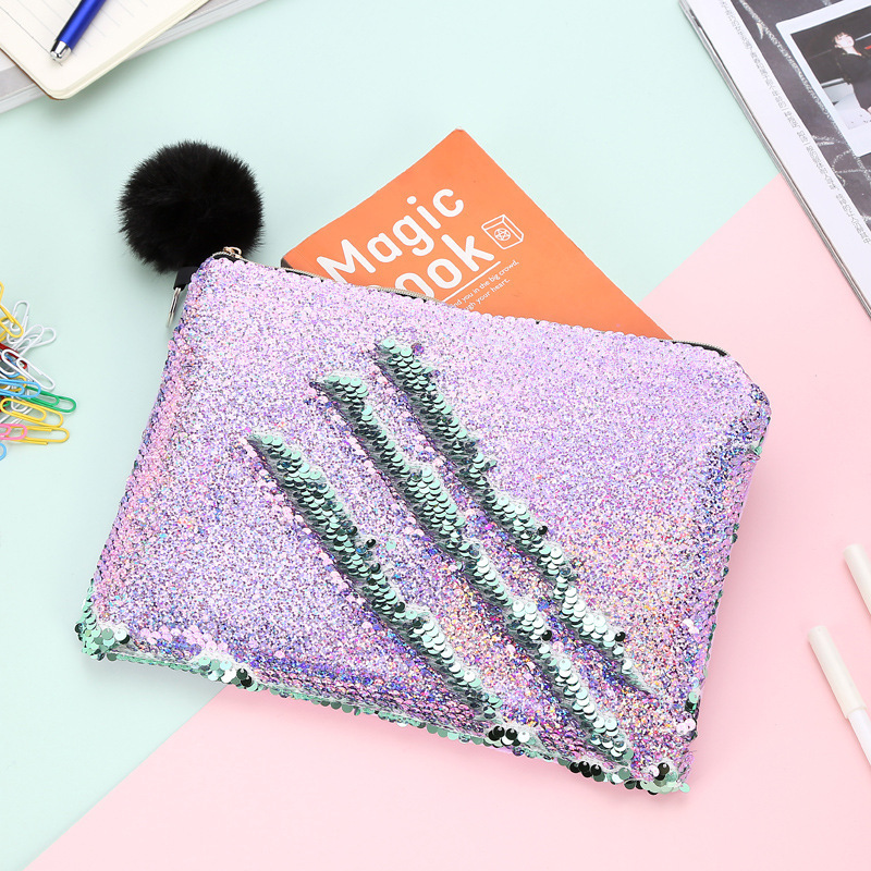 Magic Sequin Cosmetic Bag Glitter Color Changing Stationary Case Mermaid Sequin Pencil Case