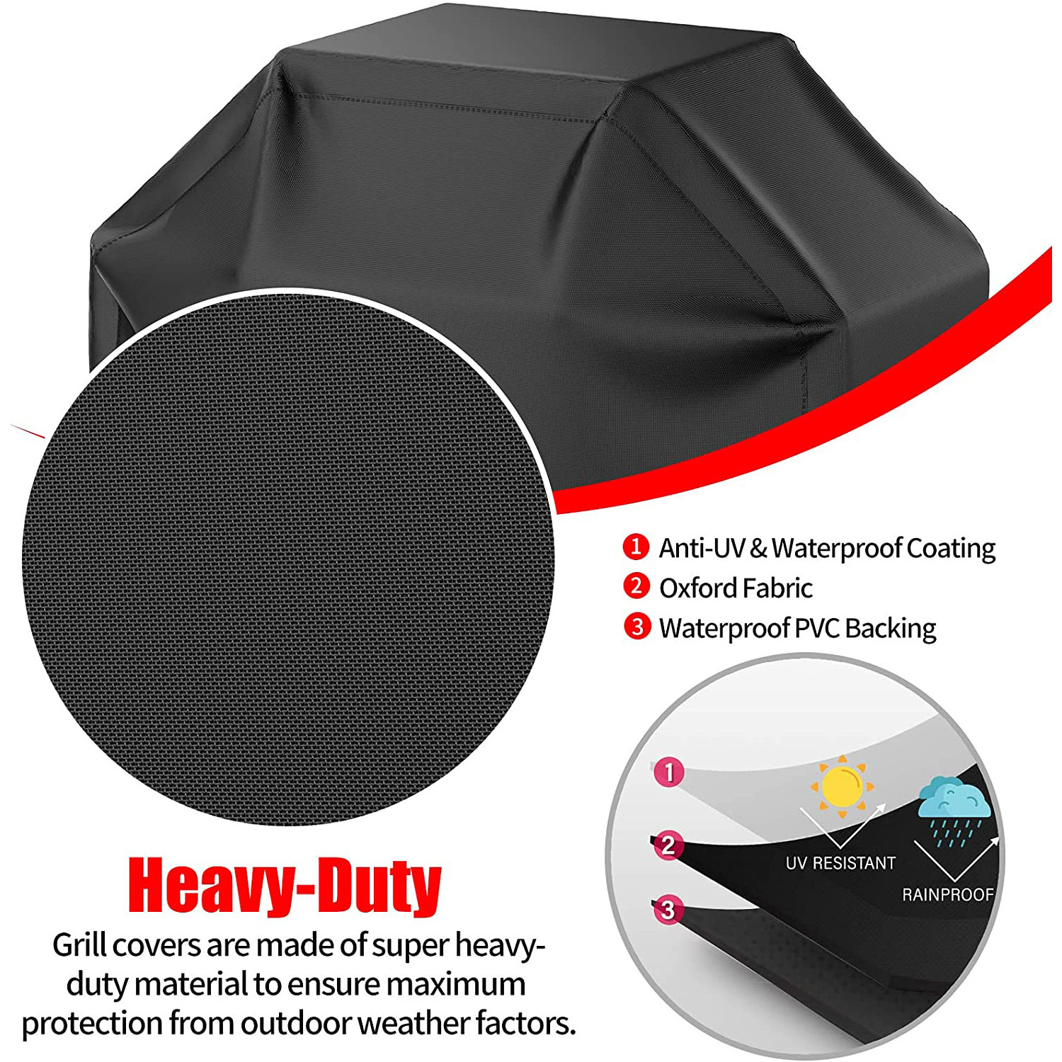 600D Heavy Duty Waterproof UV Resistant 58 inch BBQ Gas Grill Cover for Weber Char-Broil Nexgrill Grills